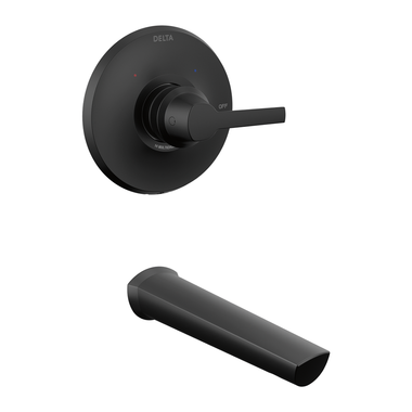 Click here to see Delta T14172-BL Delta Galeon Single-Handle Monitor 14 Series Wall-Mount Tub Faucet Trim, Lever Handle, Non-Diverter Tub Spout, Matte Black - T14172-BL