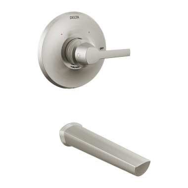 Click here to see Delta T14172-SS-PR Delta Galeon Single-Handle Monitor 14 Series Wall-Mount Tub Faucet Trim, Lever Handle, Non-Diverter Tub Spout, Lumicoat Stainless - T14172-SS-PR