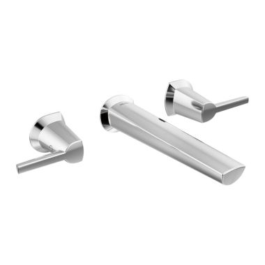 Click here to see Delta T3571LF-PR-WL Delta Galeon Wall-Mount Chrome Lavatory Faucet Trim, Less Drain, Lumicoat, 1.2 GPM, Two-Handle, Lever Handle, Less Rough-In - T3571LF-PR-WL