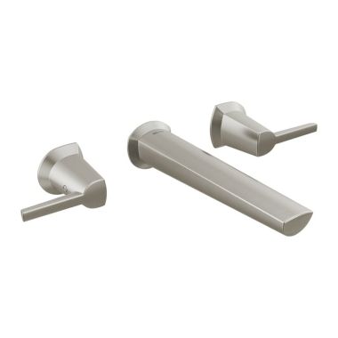 Click here to see Delta T3571LF-SS-PR-WL Delta Galeon Wall-Mount Stainless Lavatory Faucet Trim, Less Drain, Lumicoat, 1.2 GPM, Two-Handle, Lever Handle, Less Rough-In - T3571LF-SS-PR-WL