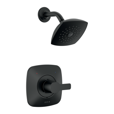 Click here to see Delta T142339-BL-PP Delta Modern Monitor 14 Series Single-Handle Shower Faucet with Single-Setting Rain Showerhead, 1.75 GPM, Lever Handle, Matte Black, Project Pack - T142339-BL-PP
