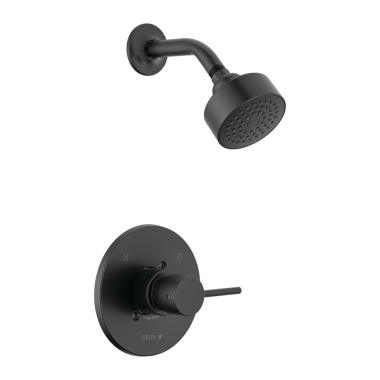Click here to see Delta T14259-BL-PP Delta Trinsic Monitor 14 Series Single-Handle H2Okinetic Raincan Shower Faucet, 1.75 GPM, Lever Handle, ADA, Project Pack, Matte Black - T14259-BL-PP