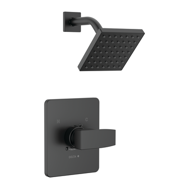 Click here to see Delta T14267-BL-PP Delta Ara Monitor 14 Series Single-Handle H2Okinetic Shower Faucet with Rain Showerhead, 1.75 GPM, Lever Handle, Project Pack, Matte Black - T14267-BL-PP