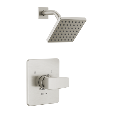 Click here to see Delta T14267-SS-PP Delta Ara Monitor 14 Series Single-Handle H2Okinetic Shower Faucet with Rain Showerhead, 1.75 GPM, Lever Handle, Project Pack, Stainless - T14267-SS-PP