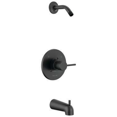 Click here to see Delta T14459-BLLHD-PP Delta Trinsic Monitor 14 Series Pressure-Balanced Single-Handle Tub/Shower Faucet, Lever Handle, Less Showerhead, Matte Black, Project Pack - T14459-BLLHD-PP