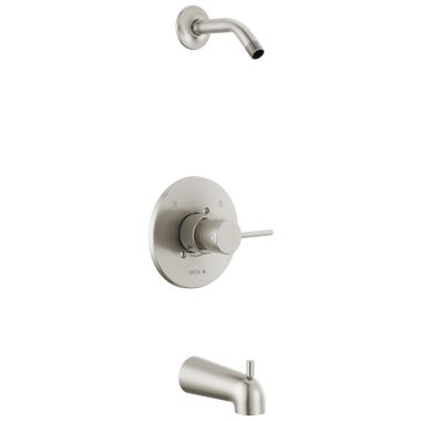 Click here to see Delta T14459-SSLHD-PP Delta Trinsic Monitor 14 Series Pressure-Balanced Single-Handle Tub/Shower Faucet, Lever Handle, Less Showerhead, Stainless, Project Pack - T14459-SSLHD-PP
