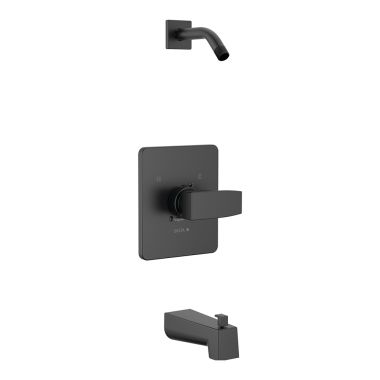 Click here to see Delta T14467-BLLHD-PP Delta Ara Monitor 14 Series Pressure-Balanced Tub/Shower Faucet, Single-Handle, Lever Handle, Less Showerhead, Project Pack, Matte Black - T14467-BLLHD-PP