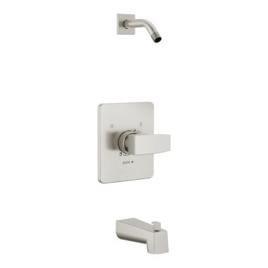 Click here to see Delta T14467-SSLHD-PP Delta Ara Monitor 14 Series Pressure-Balanced Tub/Shower Faucet, Single-Handle, Lever Handle, Less Showerhead, Project Pack, Stainless - T14467-SSLHD-PP