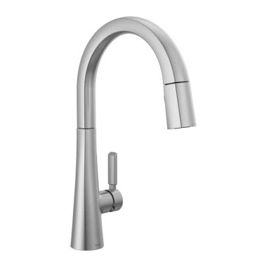 Click here to see Delta 9191-AR-PR-DST Delta Monrovia Single Handle Pull-Down Kitchen Faucet, Lumicoat Arctic Stainless - 9191-AR-PR-DST
