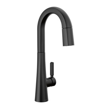 Click here to see Delta 9991-BL-DST Delta Monrovia Single Handle Pull-Down Bar/Prep Faucet, Matte Black - 9991-BL-DST