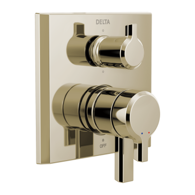 Click here to see Delta T27999-PN-PR Delta Pivotal Monitor 17 Series Two-Handle Valve Trim w/ 6-Function Diverter, Lever Handles, Lumicoat Polished Nickel - T27999-PN-PR