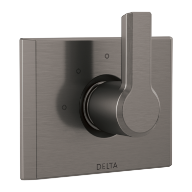Click here to see Delta T11899-KS-PR Delta Pivotal 3-Function Diverter Valve Trim, Lever Handle, 2-Port, Lumicoat Black Stainless - T11899-KS-PR