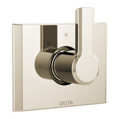 Click here to see Delta T11899-PN-PR Delta Pivotal 3-Function Diverter Valve Trim, Lever Handle, 2-Port, Lumicoat Polished Nickel - T11899-PN-PR