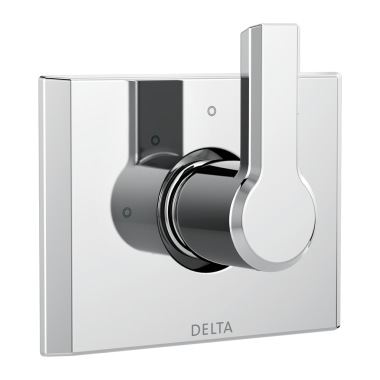 Click here to see Delta T11899-PR Delta Pivotal 3-Function Diverter Valve Trim, Lever Handle, 2-Port, Lumicoat Polished Chrome - T11899-PR