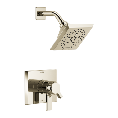 Click here to see Delta T17299-PN-PR Delta Pivotal Monitor 17 Series Two-Handle H2Okinetic Shower Faucet with Volume Control, 1.75 GPM, Lever Handles, Lumicoat, Polished Nickel - T17299-PN-PR