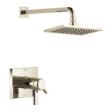 Click here to see Delta T17T299-PN-PR Delta Pivotal TempAssure 17T Series Two-Handle H2Okinetic Shower Faucet with Volume Control, 2.5 GPM, Lever Handles, Lumicoat, Polished Nickel - T17T299-PN-PR