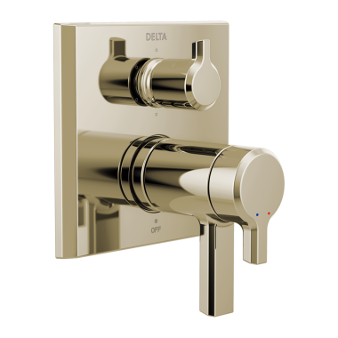 Click here to see Delta T27T999-PN-PR Delta Pivotal TempAssure 17T Series Two-Handle Valve Trim w/ 6-Function Diverter, Lever Handles, Lumicoat Polished Nickel - T27T999-PN-PR