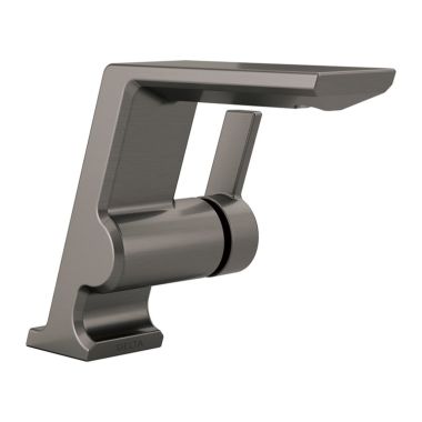 Click here to see Delta 599-KS-PR-MPU-DST Delta Pivotal Black Stainless Lavatory Faucet with Escutcheon, Metal Pop-Up, Lumicoat, 1.2 GPM, Single-Handle, DIAMOND Seal, Lever Handle - 599-KS-PR-MPU-DST