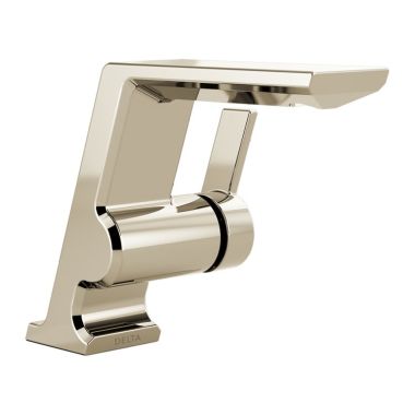 Click here to see Delta 599-PN-PR-LPU-DST Delta Pivotal Polished Nickel Lavatory Faucet with Escutcheon, Less Pop-Up, Lumicoat, 1.2 GPM, Single-Handle, DIAMOND Seal, Lever Handle - 599-PN-PR-LPU-DST