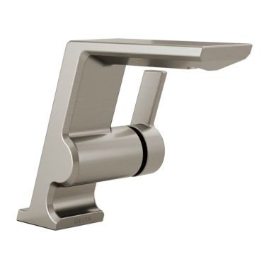 Click here to see Delta 599-SS-PR-LPU-DST Delta Pivotal Stainless Lavatory Faucet with Escutcheon, Less Pop-Up, Lumicoat, 1.2 GPM, Single-Handle, DIAMOND Seal, Lever Handle - 599-SS-PR-LPU-DST