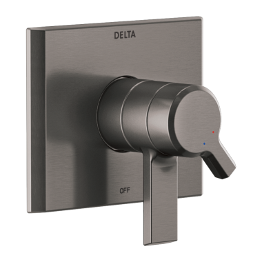 Click here to see Delta T17099-KS-PR Delta Pivotal Monitor 17 Series Two-Handle Valve Trim, Lever Handles, Lumicoat Black Stainless - T17099-KS-PR