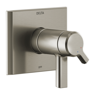 Click here to see Delta T17T099-SS-PR Delta Pivotal TempAssure 17T Series Two-Handle Valve Trim, Lever Handles, Lumicoat Stainless Steel - T17T099-SS-PR