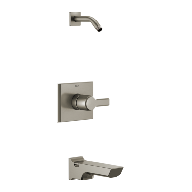 Click here to see Delta T14499-SS-PR-LHD Delta Pivotal Monitor 14 Series Single-Handle Tub/Shower Faucet, Lever Handle, Less Showerhead, Lumicoat, Stainless - T14499-SS-PR-LHD
