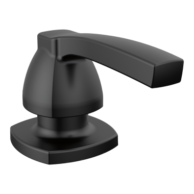 Click here to see Delta RP101629BL Delta Stryke 13oz Soap and Lotion Dispenser, Metal, Transitional, Counter-Mount, Matte Black - RP101629BL