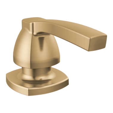 Click here to see Delta RP101629CZPR Delta Stryke 13oz Soap and Lotion Dispenser, Metal, Transitional, Counter-Mount, Champagne Bronze - RP101629CZPR