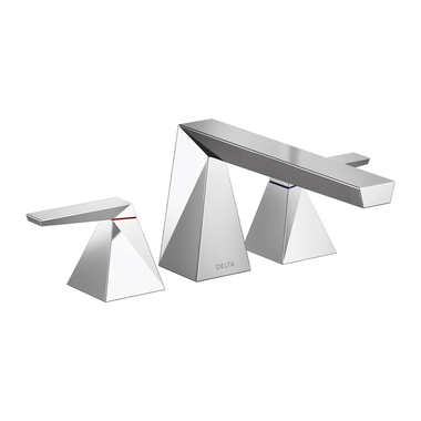 Click here to see Delta T2743-PR Delta Trillian Two-Handle Roman Tub Faucet Trim, Angular Spout, Lever Handles, ADA-Compliant, Lumicoat Chrome - T2743-PR