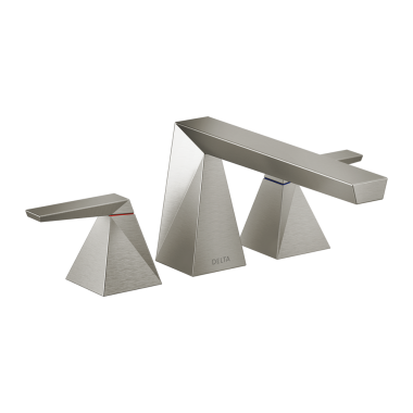 Click here to see Delta T2743-SS-PR Delta Trillian Two-Handle Roman Tub Faucet Trim, Angular Spout, Lever Handles, ADA-Compliant, Lumicoat Stainless - T2743-SS-PR