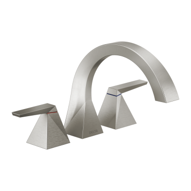 Click here to see Delta T2746-SS-PR Delta Trillian Two-Handle Roman Tub Faucet Trim, Arc Spout, Lever Handles, ADA-Compliant, Lumicoat Stainless - T2746-SS-PR