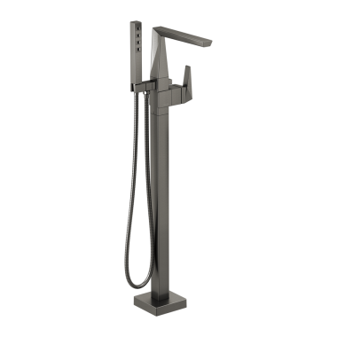 Click here to see Delta T4743-KS-PR-FL Delta Trillian Single-Handle Freestanding Tub Filler Trim with 1.75 GPM Single-Setting Hand Shower, H2Okinetic, Angular Spout, Lever Handle, Lumicoat Black Stainless - T4743-KS-PR-FL