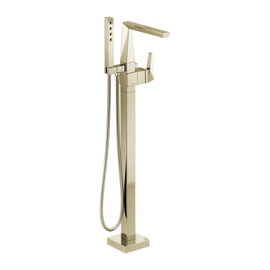 Click here to see Delta T4743-PN-PR-FL Delta Trillian Single-Handle Freestanding Tub Filler Trim with 1.75 GPM Single-Setting Hand Shower, H2Okinetic, Angular Spout, Lever Handle, Lumicoat Polished Nickel - T4743-PN-PR-FL