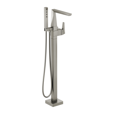 Click here to see Delta T4743-SS-PR-FL Delta Trillian Single-Handle Freestanding Tub Filler Trim with 1.75 GPM Single-Setting Hand Shower, H2Okinetic, Angular Spout, Lever Handle, Lumicoat Stainless - T4743-SS-PR-FL