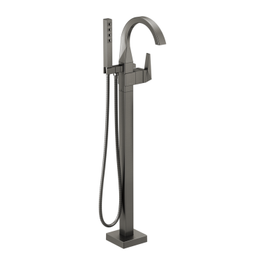 Click here to see Delta T4746-KS-PR-FL Delta Trillian Single-Handle Freestanding Tub Filler Trim with 1.75 GPM Single-Setting Hand Shower, H2Okinetic, J-Spout, Lever Handle, Lumicoat Black Stainless - T4746-KS-PR-FL