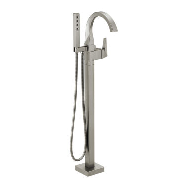 Click here to see Delta T4746-SS-PR-FL Delta Trillian Single-Handle Freestanding Tub Filler Trim with 1.75 GPM Single-Setting Hand Shower, H2Okinetic, J-Spout, Lever Handle, Lumicoat Stainless - T4746-SS-PR-FL