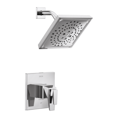 Click here to see Delta T17T243-PR Delta Trillian TempAssure 17T Series Two-Handle H2Okinetic Shower Faucet with Volume Control, 1.75 GPM, Lever Handles, Lumicoat, Chrome - T17T243-PR