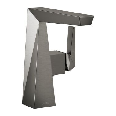 Click here to see Delta 643-KS-PR-DST Delta Trillian Mid-Height Black Stainless Lavatory Faucet, Less Drain, Lumicoat, 1.2 GPM, Single-Handle, DIAMOND Seal, Lever Handle - 643-KS-PR-DST