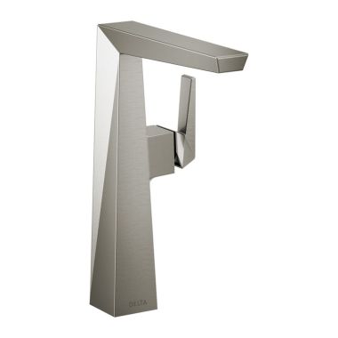 Click here to see Delta 743-SS-PR-DST Delta Trillian Stainless Vessel Lavatory Faucet, Less Drain, Lumicoat, 1.2 GPM, Single-Handle, DIAMOND Seal, Lever Handle - 743-SS-PR-DST