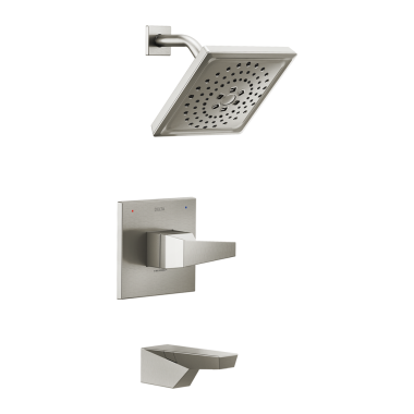 Click here to see Delta T14443-SS-PR Delta Trillian Monitor 14 Series Single-Handle Tub/Shower Faucet with H2Okinetic Showerhead, 1.75 GPM, Lever Handle, Lumicoat, Stainless - T14443-SS-PR