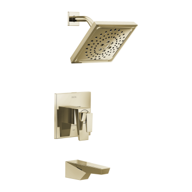 Click here to see Delta T17443-PN-PR Delta Trillian Monitor 17 Series H2Okinetic Tub/Shower Faucet with Volume Control, Two-Handle, 1.75 GPM, Lever Handle, Lumicoat, Polished Nickel - T17443-PN-PR
