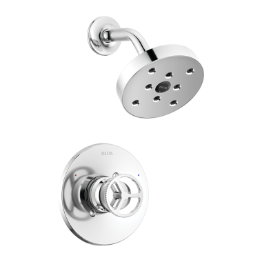 Click here to see Delta T14258 Delta Trinsic Monitor 14 Series Single-Handle H2Okinetic Shower Faucet with Raincan Shower Head, 1.75 GPM, Wheel Handle, Chrome - T14258