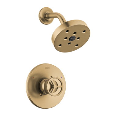 Click here to see Delta T14258-CZ Delta Trinsic Monitor 14 Series Single-Handle H2Okinetic Shower Faucet with Raincan Shower Head, 1.75 GPM, Wheel Handle, Champagne Bronze - T14258-CZ