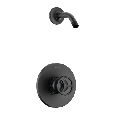 Click here to see Delta T14258-BLLHD Delta Trinsic Monitor 14 Series Single-Handle Pressure-Balanced Shower Faucet, Wheel Handle, Less Showerhead, Matte Black - T14258-BLLHD