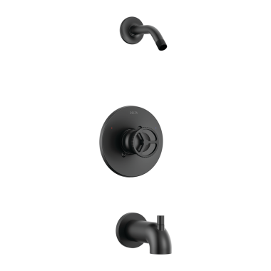 Click here to see Delta T14458-BLLHD Delta Trinsic Monitor 14 Series Pressure-Balanced Single-Handle Tub/Shower Faucet, Wheel Handle, Less Showerhead, Matte Black - T14458-BLLHD