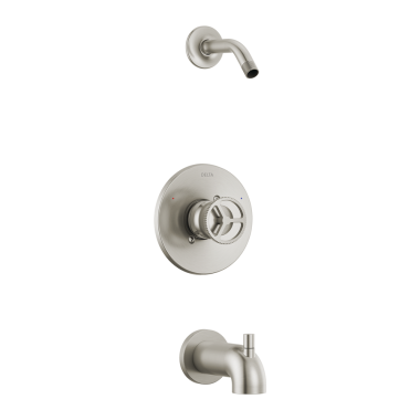 Click here to see Delta T14458-SSLHD Delta Trinsic Monitor 14 Series Pressure-Balanced Single-Handle Tub/Shower Faucet, Wheel Handle, Less Showerhead, Stainless - T14458-SSLHD