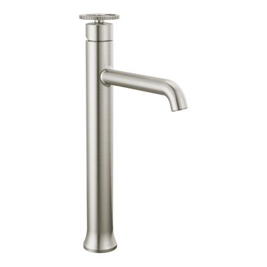 Click here to see Delta 758-SS-DST Delta Trinsic Tube Spout Stainless Vessel Lavatory Faucet, Less Drain, 1.2 GPM, Single-Handle, DIAMOND Seal, Wheel Handle - 758-SS-DST