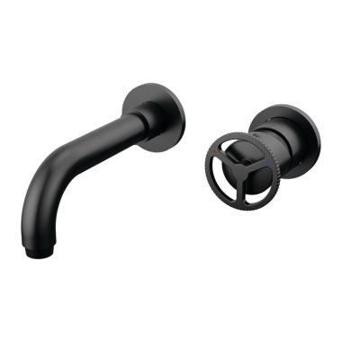 Click here to see Delta T3558LF-BLWL Delta Trinsic Tube Spout Wall-Mount Matte Black Lavatory Faucet Trim for 4