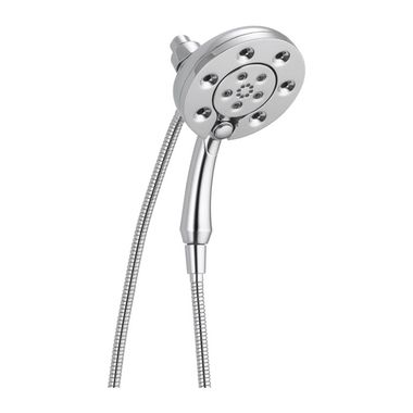 Click here to see Delta 58472-PR Delta In2ition 4-Setting 2.5 GPM Two-In-One Shower with H2Okinetic Technology, MagnaTite Docking, Push Button Selection, Lumicoat Chrome - 58472-PR